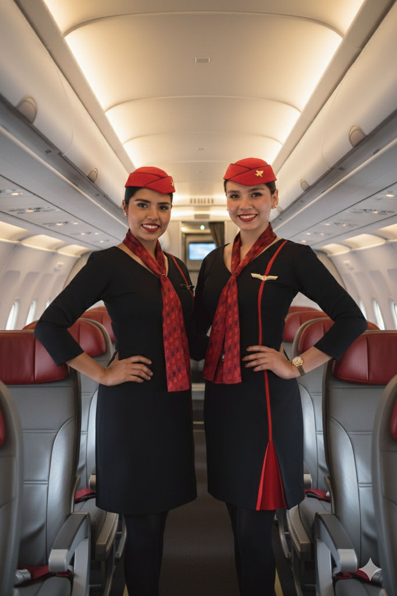 Tripulante de cabina en entrenamiento